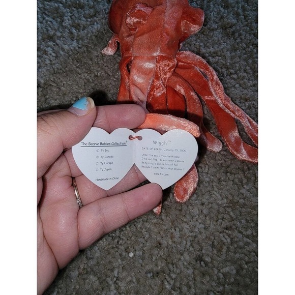 Ty Original Beanie Baby Wiggly™ the Squid 2000 P.E. Pellets W/Tag - Picture 3 of 4